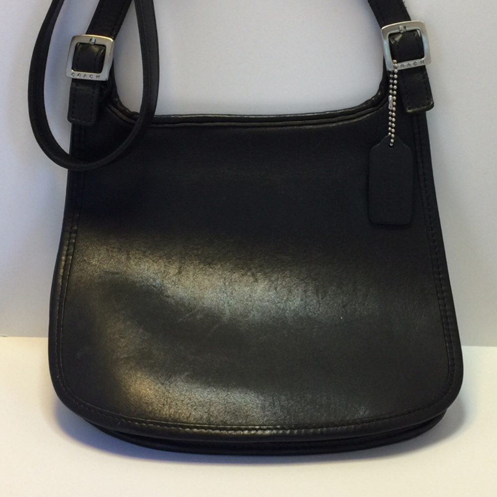 Vintage Black Leather Crossbody Bag